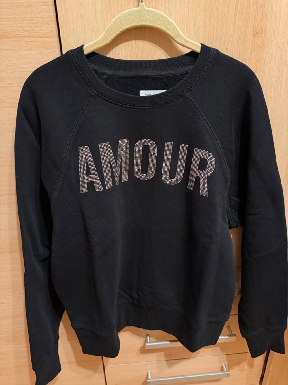 Zadig & Voltaire Black Sweatshirt with Rhinestone 'AMOUR'